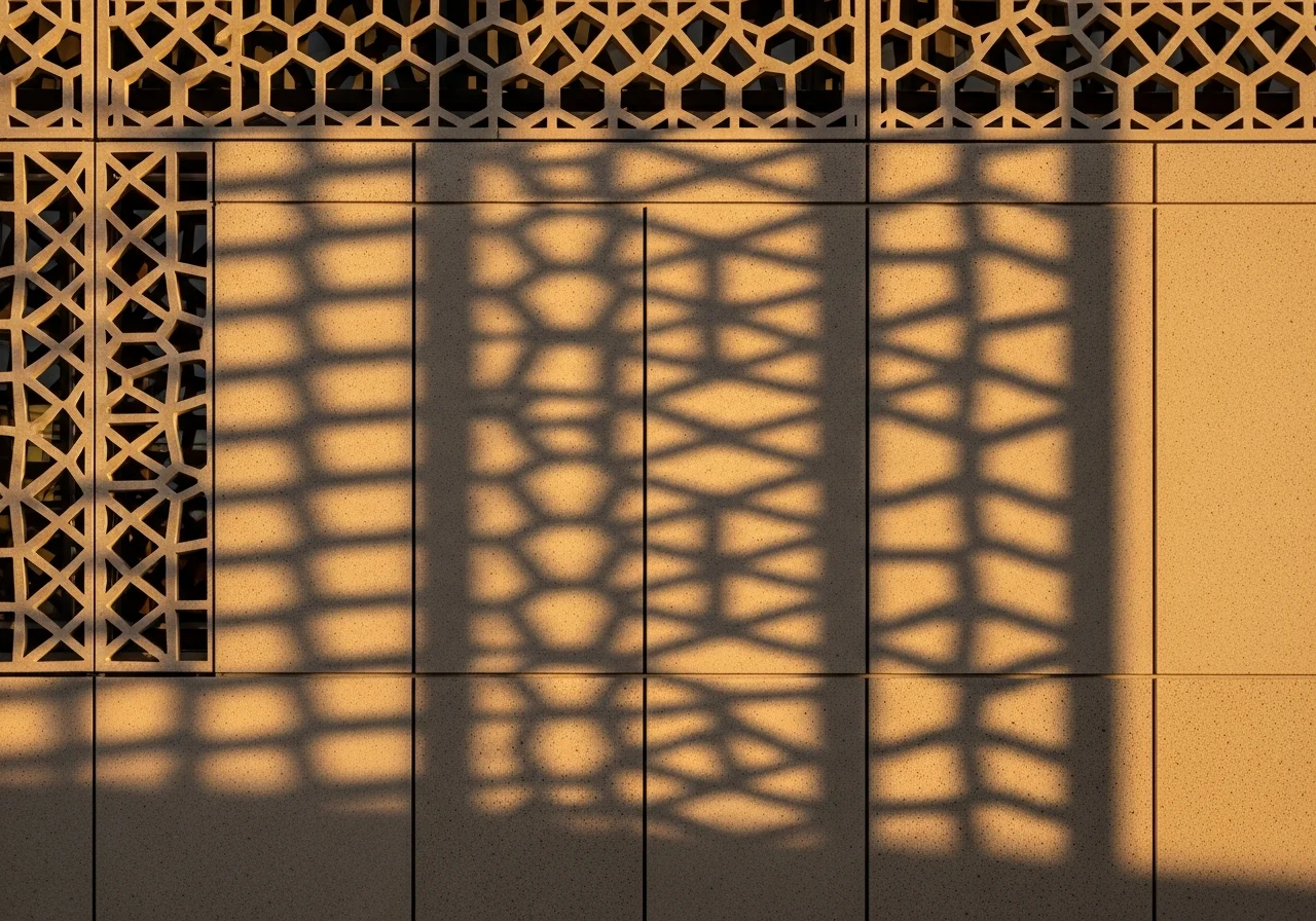 AI architectural concept of a CLADRA jali screen; not a completed project